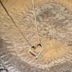 925 Silver Heart Pendant Necklace with Diamonds